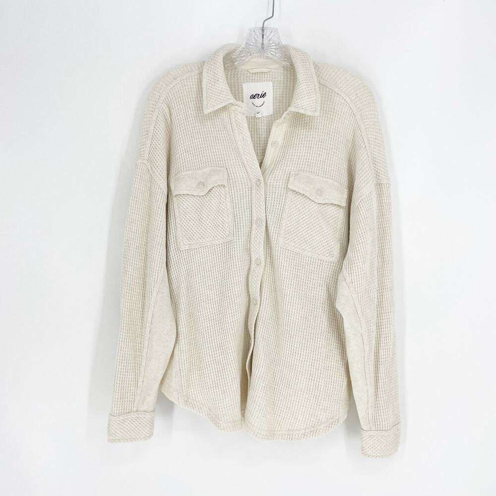Aerie Women's Oversized Waffle Knit Button Front Sweatshirt XS